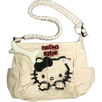 HELLOKITTY Bone Hello Kitty Разбитое сердце, окрашенные распылением старые сумки через плечо для женщин, сумки через плечо