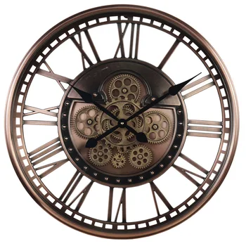 Новая европейская металлическая шестерня настенные часы Американские ретро художественные часы украшение гостиной креативный указатель кварцевые часы