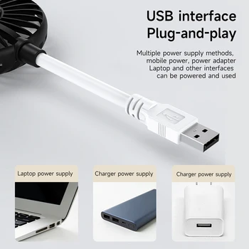 Портативный маленький usb-вентилятор, вращающийся на 360 °, летний USB-аккумуляторный вентилятор для всех USB-выходов, таких как ноутбук/блок питания/вилка