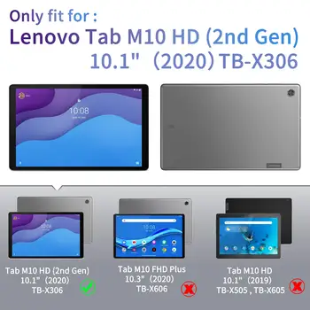 Чехол для Lenovo Tab M10 HD 10.1 (2-го поколения) TB-X306X/TB-X306F Чехол-книжка из искусственной кожи с функцией сна/пробуждения, вращающийся на 360 Градусов Чехол-подставка