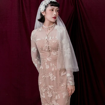 Чонсам в традиционном китайском стиле для молодых девушек, Новое вечернее платье трапециевидной формы с цветочной вышивкой, зимние короткие сексуальные платья подружек невесты